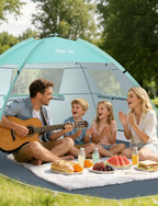 Glymnis Beach Tent Sun Shelter for 4 Person with UPF 50+ UV Protection, Lightweight & Easy Setup Beach Shade Canopy with Vent Windows & Zippered Door - Green