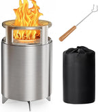 Ciays Smokeless Firepit with Stand, 7″ Tabletop Fire Pit for Camping with Patented Technology, Portable Fire Pit for Outside with Grill Rack, Fire Poker and Bag, Fueled by Pellets, Wood or Firestarter