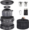 ROVSUN 34/10/6 pcs Camping Cookware Mess Kit, Lightweight Non-Stick Camping Cooking Pot and Pan Set with Stainless Steel Camping Gear Kettle Cup for Open Fire, Backpacking, Outdoor Cooking