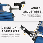 EVER ADVANCED Fishing Chair with Rod Holder and Cooler, All Terrain Ice Fishing Chair with Adjustable Feet, Mesh Back Folding Camping Chair with Shoulder Strap, Heavy Duty Supports 350LBS