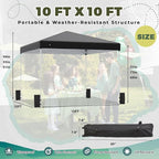 EROMMY 10x10 Pop Up Tent, Easy to Set Up Outdoor Canopy, Portable Shelter for Events, Parties, Camping with 4 Sand Bags, Wheeled Bag, 4 Ropes and 8 Spikes(Black)