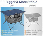 Lightweight Camping Table - Portable Folding Beach Side Table w/2 Cup Holders & Large Storage Basket, Compact Fold for Tailgate Travel Outdoor Fishing Picnic | 29.2" W x 21.7" D (Blue)