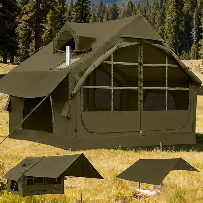 Inflatable Tents for Camping - Easy Blow Up Glamping Tent with Hand Pump, Waterproof PVC Air Inflatable Tent House for Family Weekend Camping