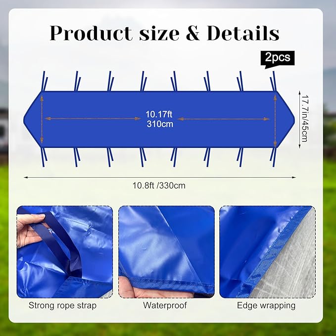 Rainmae 2 Pack Heavy Duty Rain Gutter for Pop Up Canopy, Upgraded Oxford Rain Gutter for 10ft Canopy Tents, Replacement Accessory for Summer Outdoor Events, Easy Drainage Blue