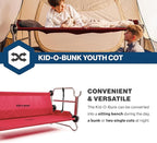 Disc-O-Bed Youth Double Cot Kid-O-Bunk, Modular for Bunk Beds, Dual Cots, or Bench with 2 Carry Bags for Portable Transport