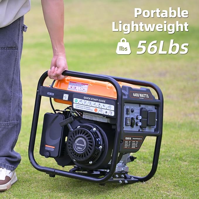 4400-Watts Inverter Generator, Open Frame Generator Gas Powered, Emergency Home Backup, RV Ready 30A Outlet, EPA Compliment