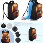 Ystardream Preschool Bookbags for Boys Fire Wolf Backpack with Lunch Box and Pencil Bag 3 in 1 for Boys Kids Cool Backpack with Side Pocket for Water Bottle for Teen Kid School Sports