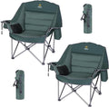 Nice C Camping Chairs, Oversized XL Padded Camping Chair, Outdoor Chair, Lawn Chairs, Lounge Chair, Wide&Thick, Heavy Duty 400lb, Carry Bag, Cupholder & Cooler (Two Green)