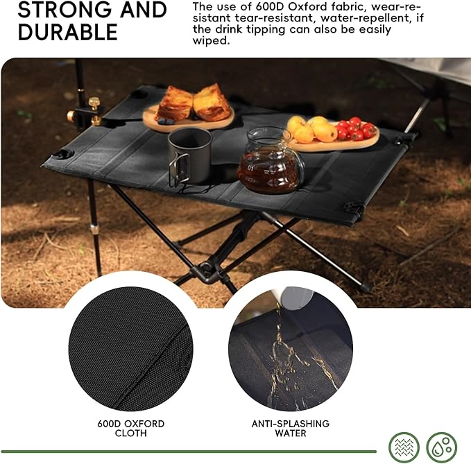 Camping Table, Lightweight and Portable Folding Table, Ideal for Camping, Hiking, Beach, Picnic, Travel, Backyard (Black)