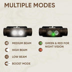 Energizer Jeep HM-2000 Headlamp Rechargeable, Hybrid Power Source Head Lamp, IPX4 Water-Resistant, Bright Rechargeable Headlamp, USB-C Cable Included