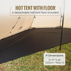 OneTigris Smokey HUT Hot Tent with Stove Jack, Ultralight 4 Season Tipi Tent with Snow Skirt & Detachable Floor for Camping, Hiking, Bushcraft, Backpacking