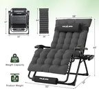 Amopatio Oversized Zero Gravity Chair, 33in Reclining Camping Lounge Chair Upgraded Lock and Footrest, Folding Patio Recliner with Cup Holder, Removable Cushion & Headrest