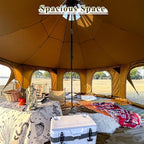 TOMOUNT Canvas Bell Tent Wall Tent with Stove Jack for Camping Glamping Yurt Dia.16.4ft*9.2ft