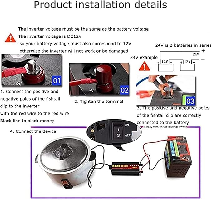 Car Power Inverter 3500W 4000W 5500W Pure Sine Wave Inverter 12V 24V 48V 60V 72V to 110V/230V 240V Solar Inverter Voltage Converter Transformer with LCD Digital Display Outlet,for Car,Truck,Camping(40