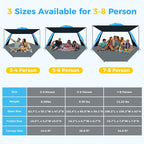 Gorich Beach Tent with Canopy - Easy Setup 3-4/5-6/7-8 Person Portable Sun Shelter, UPF 50+ UV Protection Sun Shade, Lightweight & Compact Beach Cabana for Family Travel