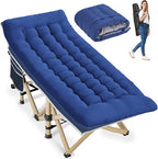 Folding Camping Cot for Sleeping, Portable Cots for Adults, Heavy Duty Cot Bed 550LBS(Max Load), Extra Wider Cots with Large Pocket for Outdoor, Office, Beach