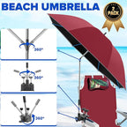 2PACK 48.7inch Umbrella for Beach Chair, 360°Adjustable 50+ UV Protection Large Camping Chair Umbrella with Universal Clip for Glof Cart, Garden Table, Bleacher（Chair,Table not include）