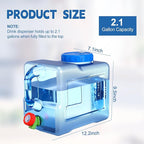 2 Pack 1.7 Gallon Water Container with Spigot Portable Water Tank for Camping No Leakage Watering Dispenser Jug with Tap for Road Trips Outdoor Hiking Emergency Storage Vehicle Picnic Home