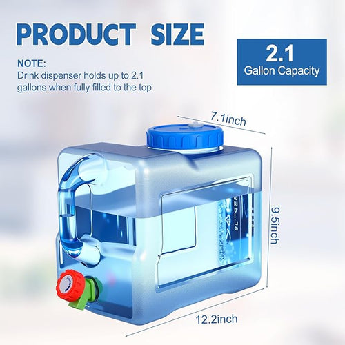 2 Pack 1.7 Gallon Water Container with Spigot Portable Water Tank for Camping No Leakage Watering Dispenser Jug with Tap for Road Trips Outdoor Hiking Emergency Storage Vehicle Picnic Home