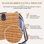 Picnic Basket for 2 with Blanket, Willow Picnic Basket Set with Shoulder Strap&Wine Pouch, Large Willow Hamper with Insulated Cooler for Outdoor, Camping, Beach, Couples, Wedding Gift