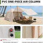 Inflatable Tent, 4-6 Person Luxury Camping Tents, Detachable Rainfly Sky-View Roof, Sturdy Oxford Fabric Cabin for Hiking, Quick Inflate Hot Thermal Outdoor House,Beige