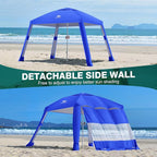 Rhino Valley Beach Cabana, 8*8FT Beach Tent UPF50+ Protection, Easy Setup Beach Canopy Wind Resistant with Cup Holder,Compact Beach Shade Foldable Beach Tent Sun Shelter for Whole Family Friend,Indigo