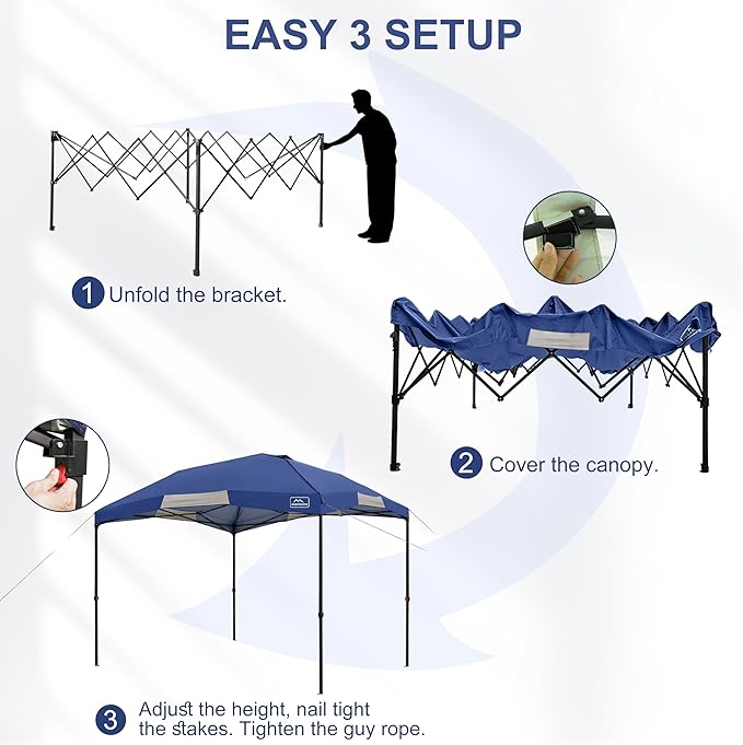 KAMPKEEPER 12x12 Pop Up Canopy Tent,Heavy Duty Outdoor Sun Shade for Events,Camping,Parties - Polygonal Patio Gazebo with Wheeled Bag,4 sandbags(Navy Blue)