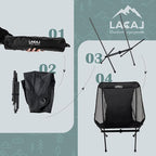 Ultra-Light Folding Camping Chair, All-Aluminum Frame, Surper Breathable Fabric, Easy to Carry, Compact Storage Size (1, Black)