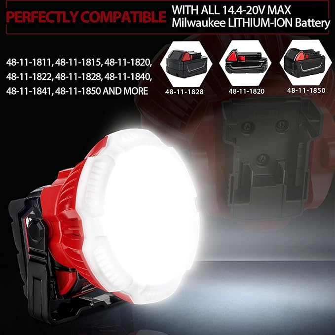 2400LM LED Camping Lantern for Milwaukee m18 Battery, 24W LED Work Light for Car Repairing , Camping, Emergency and Hurricane, Hiking, Fishing (Battery not Included)
