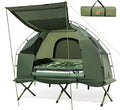 Goplus Camping Tent Cot, 5-in-1 Folding Camping Bed with Air Mattress, Pillow, Sleeping Bag, Waterproof Elevated Tent Shelter, Portable Outdoor Sleeping Cot with Carry Bag for Picnic, Trip