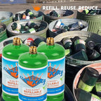 Flame King 1LB EMPTY Propane Cylinder Tank – Refillable – Reusable – Safe and Legal Refill Option – DOT Compliant – 16.4 oz for Camping, Backpacking, and Hiking (4-Pack), Green (YSN164-4)
