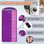 XL 10 Degree Sleeping Bags Waterproof for Adults 350GSM Machine Washable with Compression Sack for 3-4 Season Camping Outdoor