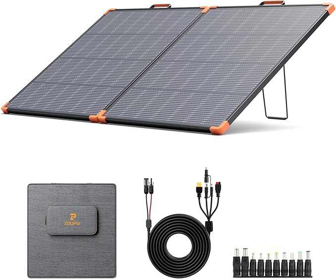 180W Portable Solar Panel N-Type 16BB,25% High Efficiency Foldable Solar Charger for Jackery 1000V2/Ecoflow Delta/Bluetti/Anker Solix,12.3 LBS IP68 Waterproof for RV Camping Off-Grid