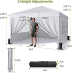10x10 Pop Up Canopy with Sidewalls, Outdoor Instant Canopy Tent with Carry Bag for Commercial Events, Camping, Backyard Parties - White