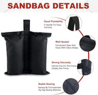 ABCCANOPY Canopy Weights 150 LBS Gazebo Tent Sand Bags,4-Pack Black (Without Sand)