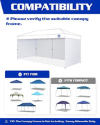 10x20ft Canopy Sidewalls fit 10x20ft Pop Up Tent, Waterproof 99% UV Protection Privacy Enclosure for Outdoor Events and Party, Black (4Pcs Sidewalls Only, Frame and Top Not Included)