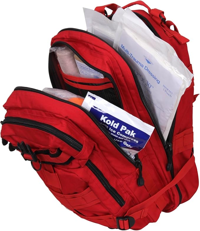 Rothco Trauma Kit Backpack - Includes Over 190 Emergency Survival Items for Any Situation - Red