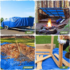 RUGGED RHINO All Weather 100% Waterproof Heavy Duty Tarp, 2 Pack, UV Temperature Resistant Tarps, High Durability Multipurpose Cover, for Home Outdoor Winter Snow Clean Up, Camping, 5 Mil, 6x8, Blue