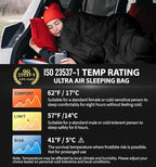 Litume Compact Velvet Lined Sleeping Bag, Lightweight Three Season Sleeping Bag, Water Repelling Sack for Warm and Cold Weather, Comfortable, Backpacking, Hiking, Camping, Traveling