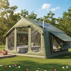 YOLENY 2-4 Person Inflatable Tents for Camping, Quick Setup in 2 Minutes with Hand Pump, 4-Season Waterproof Windproof Oxford Blow Up Tent