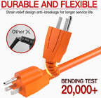 16/3 50 FT Outdoor Extension Cord Waterproof, Weatherproof & Flame Retardant Orange 3 Prong Power Cord Outside for Lawn & Garden, 13 Amps 1625 Watts 125 VAC 16AWG SJTW, ETL Listed