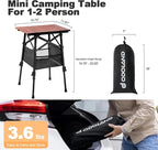 Odoland Folding Camping Table, Adjustable Height Small Portable Picnic Table with Storage Bag for Outdoor Camp, Cooking, Beach, Travelling, Backyards, Fishing