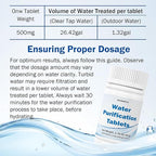 500mg Water Purification Tablets (100 Count) - Water Purifier Tablets for Emergency Water - Hiking, Camping, Survival, Backpacking, RVs - Water Purifier Treatment Tablets for Safe Drinking Anywhere