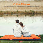 4 Inch Thick Camping Sleeping Pad with Internal Straps - R Value 4.0 for 4 Seasons, Durable & 100% Waterproof Outdoor Air Mattress, Lightweight Sleeping Mat for Hiking, Backpacking, Travel