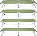 Portable Folding Camping Cot, Heavy Duty Sleeping Bed with Carrying Bag, 610D Oxford Cloth & Lightweight Aluminum Frame, 275lbs Load, Outdoor Cot for Adults, Travel, Hiking, Office (Green, 4 Pack)