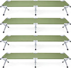 Portable Folding Camping Cot, Heavy Duty Sleeping Bed with Carrying Bag, 610D Oxford Cloth & Lightweight Aluminum Frame, 275lbs Load, Outdoor Cot for Adults, Travel, Hiking, Office (Green, 4 Pack)