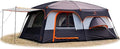 KTT Extra Large Tent 10-12-14 Person(A),Family Cabin Tents,2 Rooms,3 Doors and 3 Windows with Mesh,Straight Wall,Waterproof,Double Layer,Big Tent for Outdoor,Picnic,Camping,Family Gathering