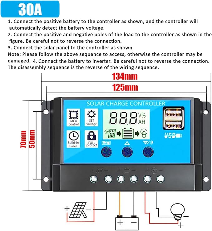 6000W Solar Power System Kit - 12V to 110V/220V Inverter, 18W Dual USB Solar Panel, 30A Charge Controller, Ideal for RV Camping, Off-Grid Outdoor Travel Power Supply (Yellow)