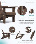 SERWALL Adirondack Chair with Cup Holders - Composite Adirondack Chairs Set of 2 HDPE Outdoor Chairs All Weather Use- Coffee