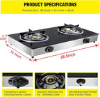 forimo Propane Gas Cooktop 2 Burners Gas Stove portable Tempered Glass Double Burners Stove Auto Ignition Camping Double Burner LPG for RV,Apartments,Outdoor